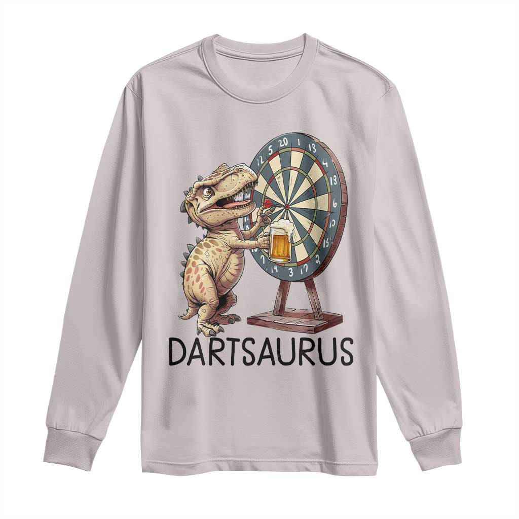 Dartsaurus Long Sleeve Shirt Funny Dinosaur Dart Player Gift - Wonder Print Shop
