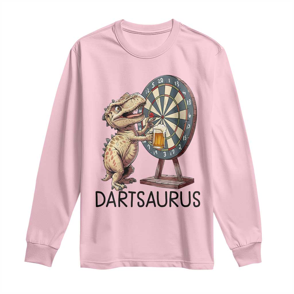 Dartsaurus Long Sleeve Shirt Funny Dinosaur Dart Player Gift - Wonder Print Shop