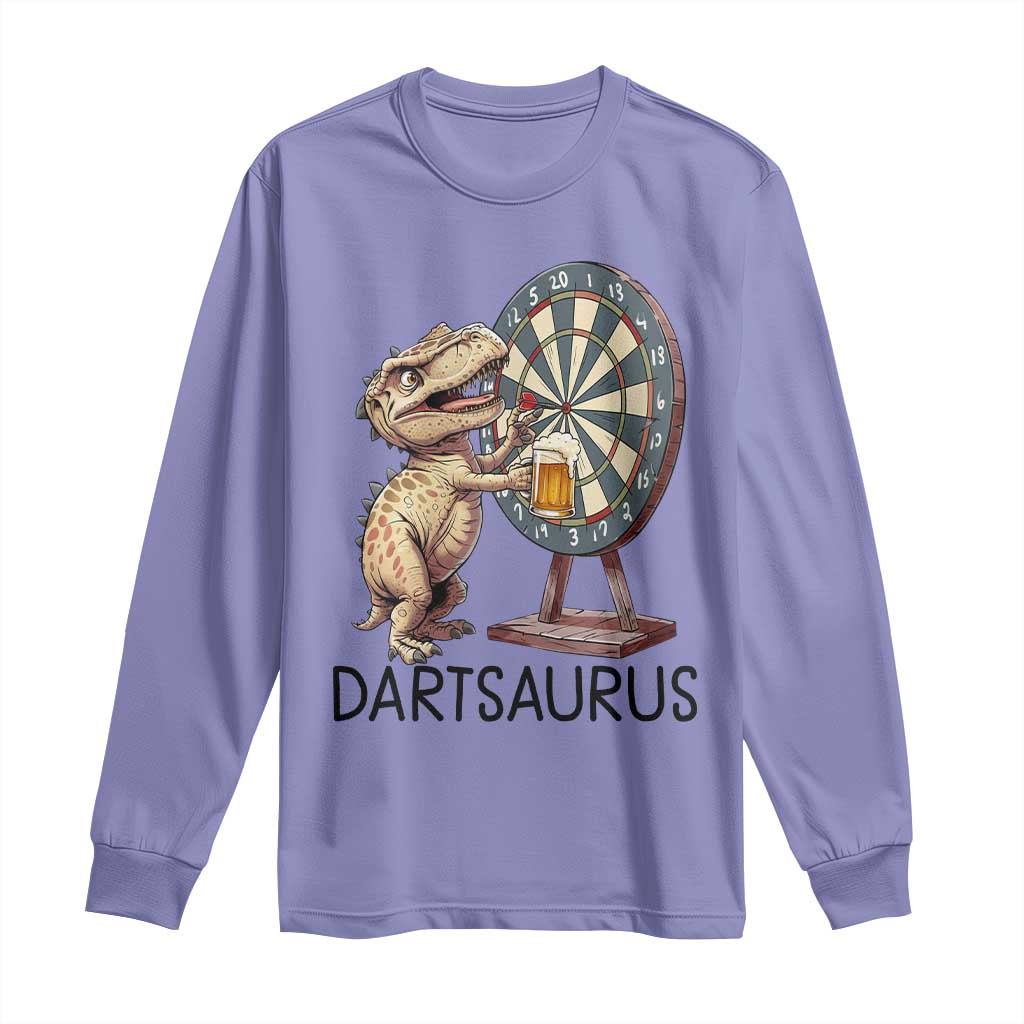 Dartsaurus Long Sleeve Shirt Funny Dinosaur Dart Player Gift - Wonder Print Shop
