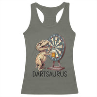 Dartsaurus Racerback Tank Top Funny Dinosaur Dart Player Gift - Wonder Print Shop