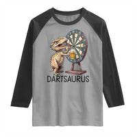 Dartsaurus Raglan Shirt Funny Dinosaur Dart Player Gift - Wonder Print Shop