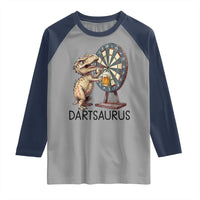Dartsaurus Raglan Shirt Funny Dinosaur Dart Player Gift - Wonder Print Shop