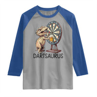 Dartsaurus Raglan Shirt Funny Dinosaur Dart Player Gift - Wonder Print Shop