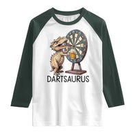 Dartsaurus Raglan Shirt Funny Dinosaur Dart Player Gift - Wonder Print Shop