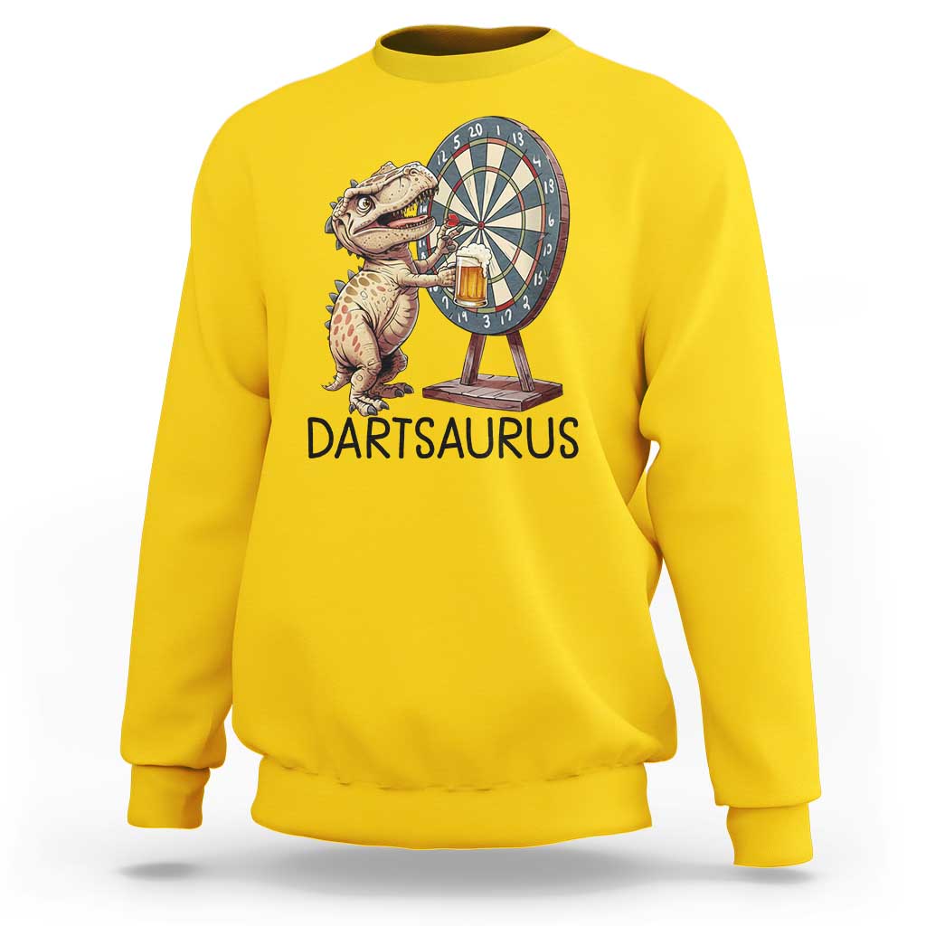 Dartsaurus Sweatshirt Funny Dinosaur Dart Player Gift - Wonder Print Shop