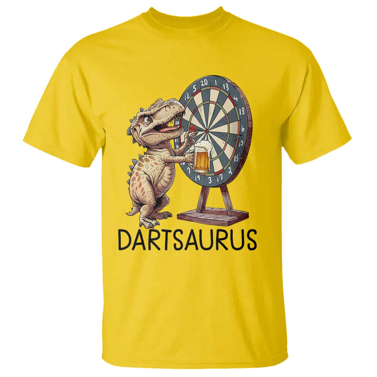 Dartsaurus T Shirt Funny Dinosaur Dart Player Gift - Wonder Print Shop