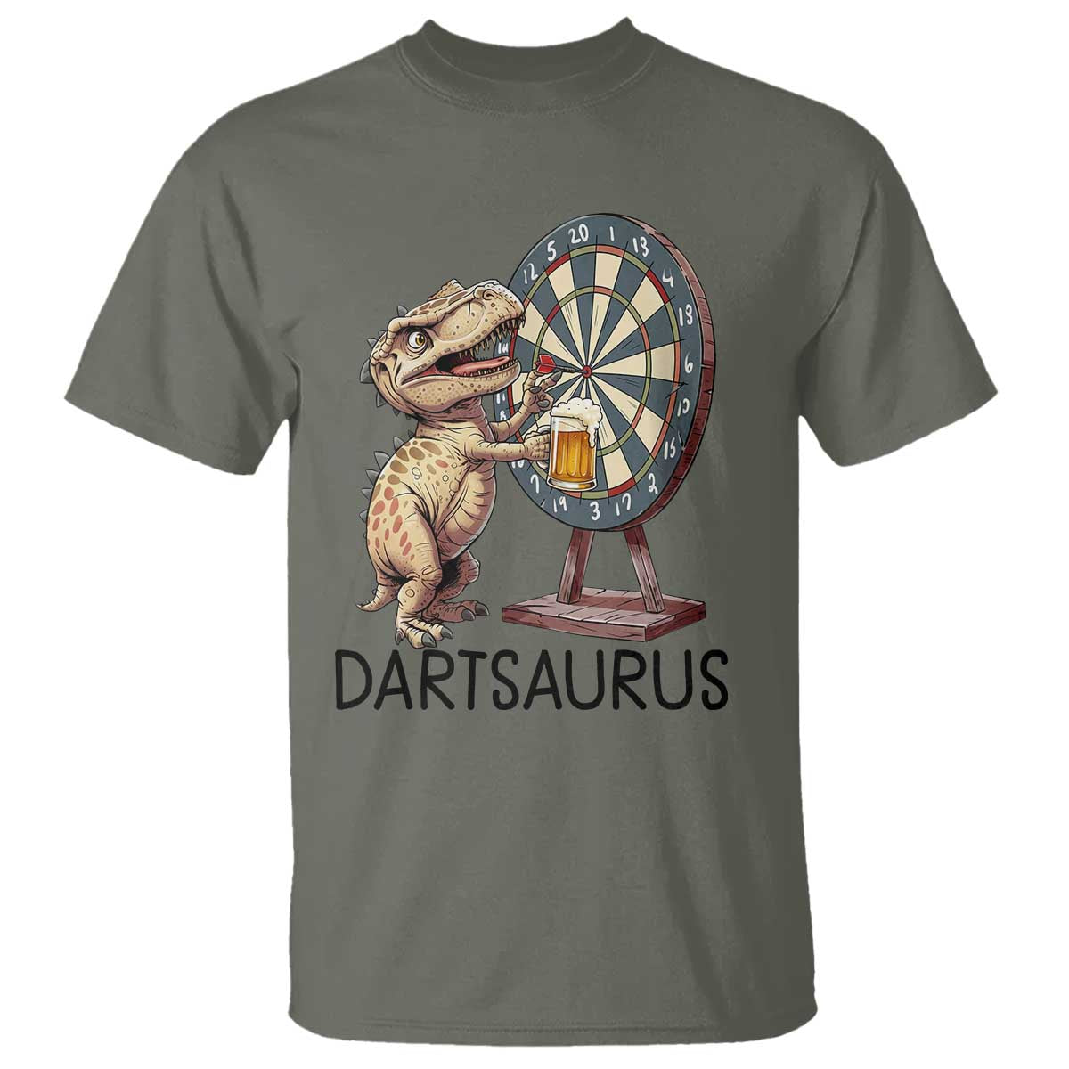 Dartsaurus T Shirt Funny Dinosaur Dart Player Gift - Wonder Print Shop