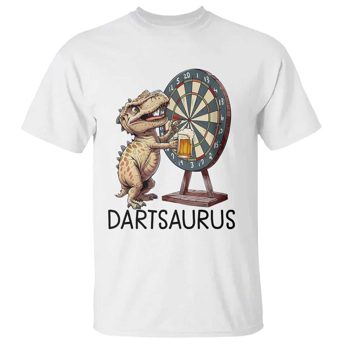 Dartsaurus T Shirt Funny Dinosaur Dart Player Gift - Wonder Print Shop