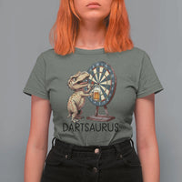 Dartsaurus T Shirt For Women Funny Dinosaur Dart Player Gift - Wonder Print Shop