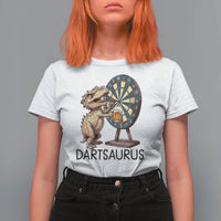 Dartsaurus T Shirt For Women Funny Dinosaur Dart Player Gift - Wonder Print Shop