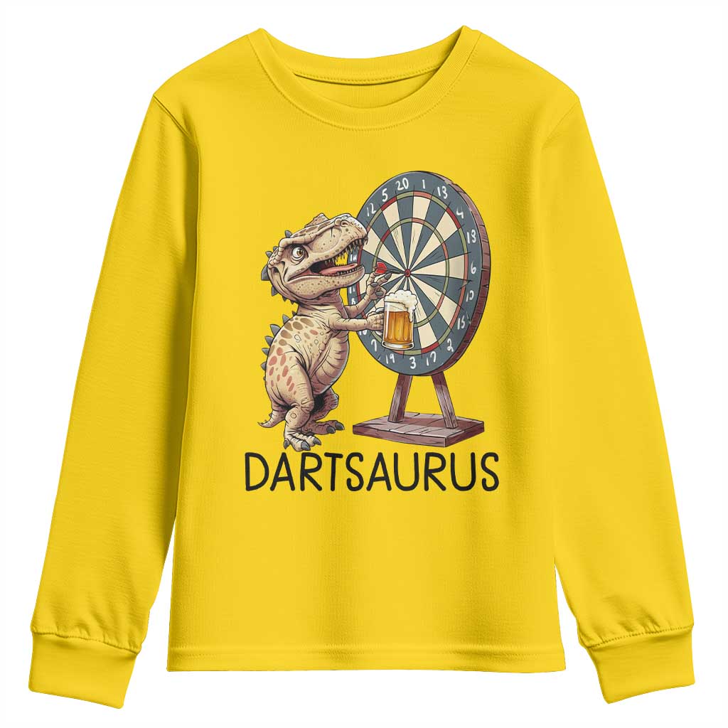Dartsaurus Youth Sweatshirt Funny Dinosaur Dart Player Gift - Wonder Print Shop