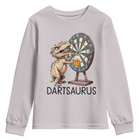 Dartsaurus Youth Sweatshirt Funny Dinosaur Dart Player Gift - Wonder Print Shop