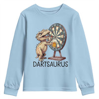 Dartsaurus Youth Sweatshirt Funny Dinosaur Dart Player Gift - Wonder Print Shop