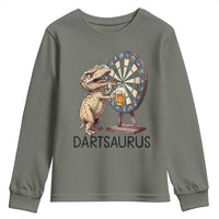 Dartsaurus Youth Sweatshirt Funny Dinosaur Dart Player Gift - Wonder Print Shop
