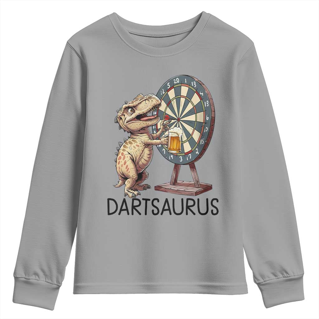 Dartsaurus Youth Sweatshirt Funny Dinosaur Dart Player Gift - Wonder Print Shop