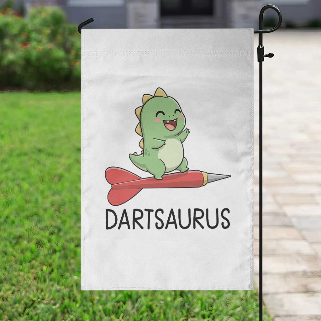 Cute Dartsaurus Playing Dart Garden Flag Dinosaur Lover Gift - Wonder Print Shop