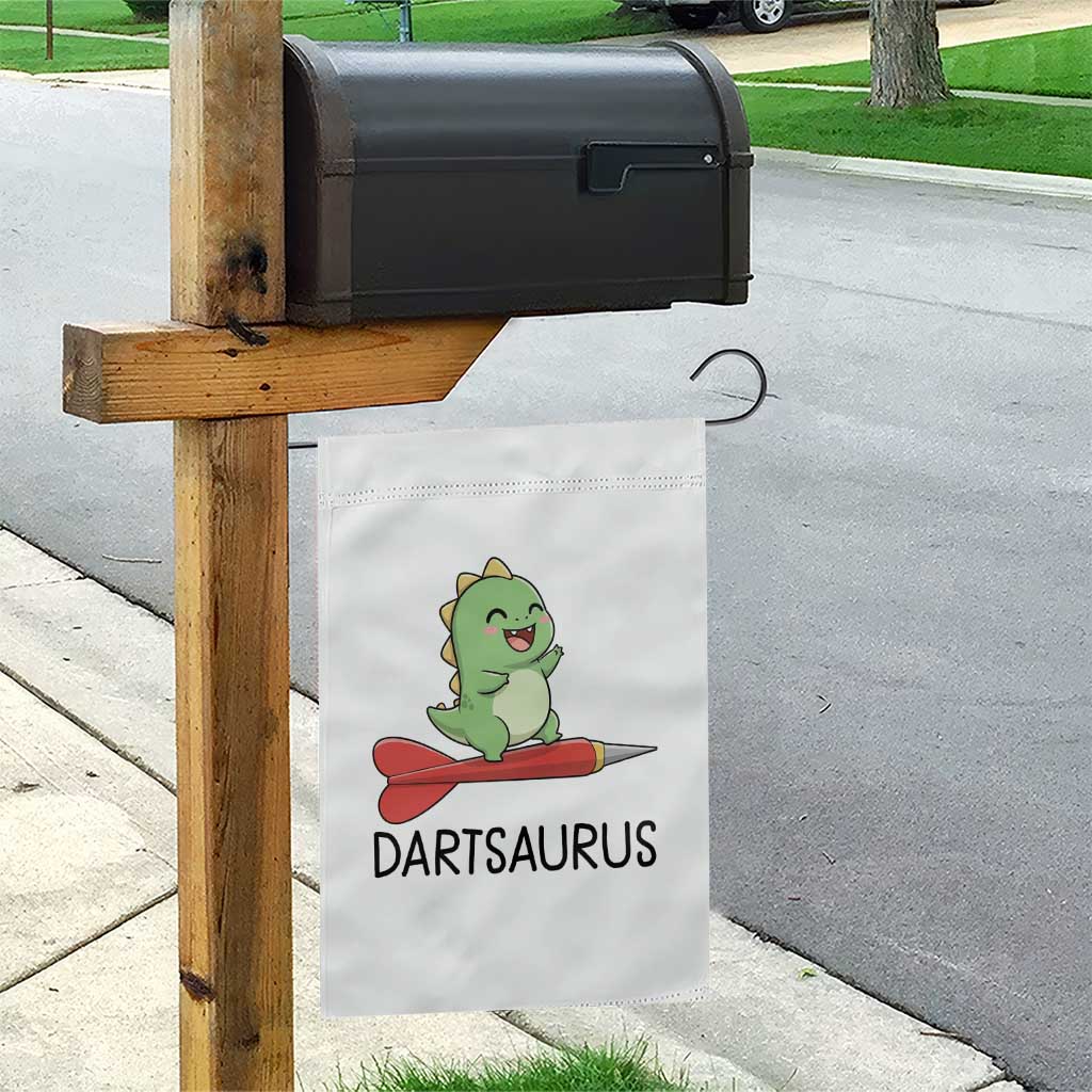 Cute Dartsaurus Playing Dart Garden Flag Dinosaur Lover Gift - Wonder Print Shop