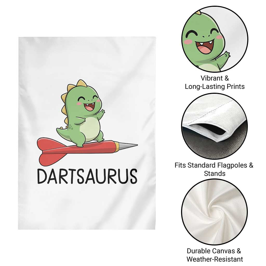 Cute Dartsaurus Playing Dart Garden Flag Dinosaur Lover Gift - Wonder Print Shop