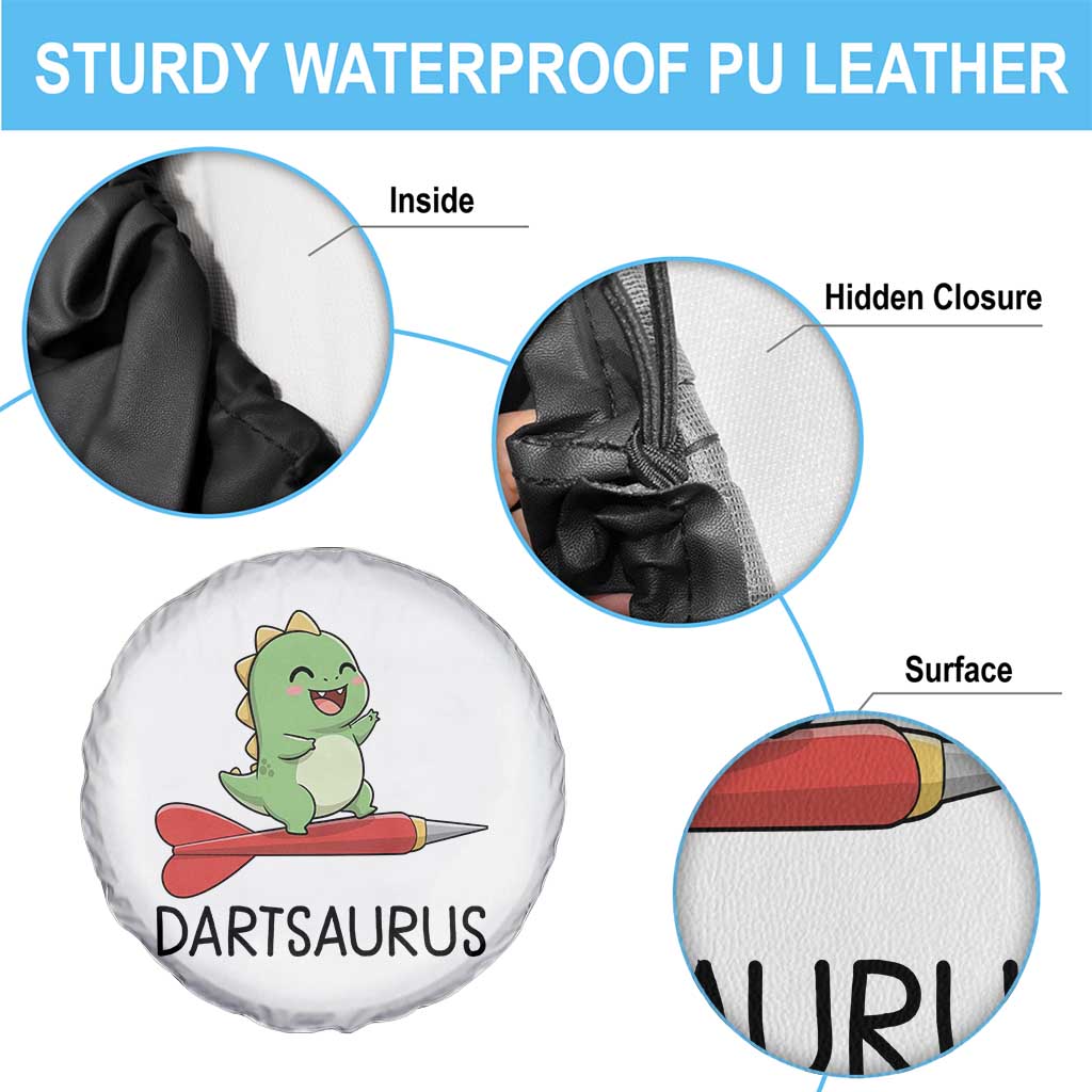 Cute Dartsaurus Playing Dart Spare Tire Cover Dinosaur Lover Gift - Wonder Print Shop