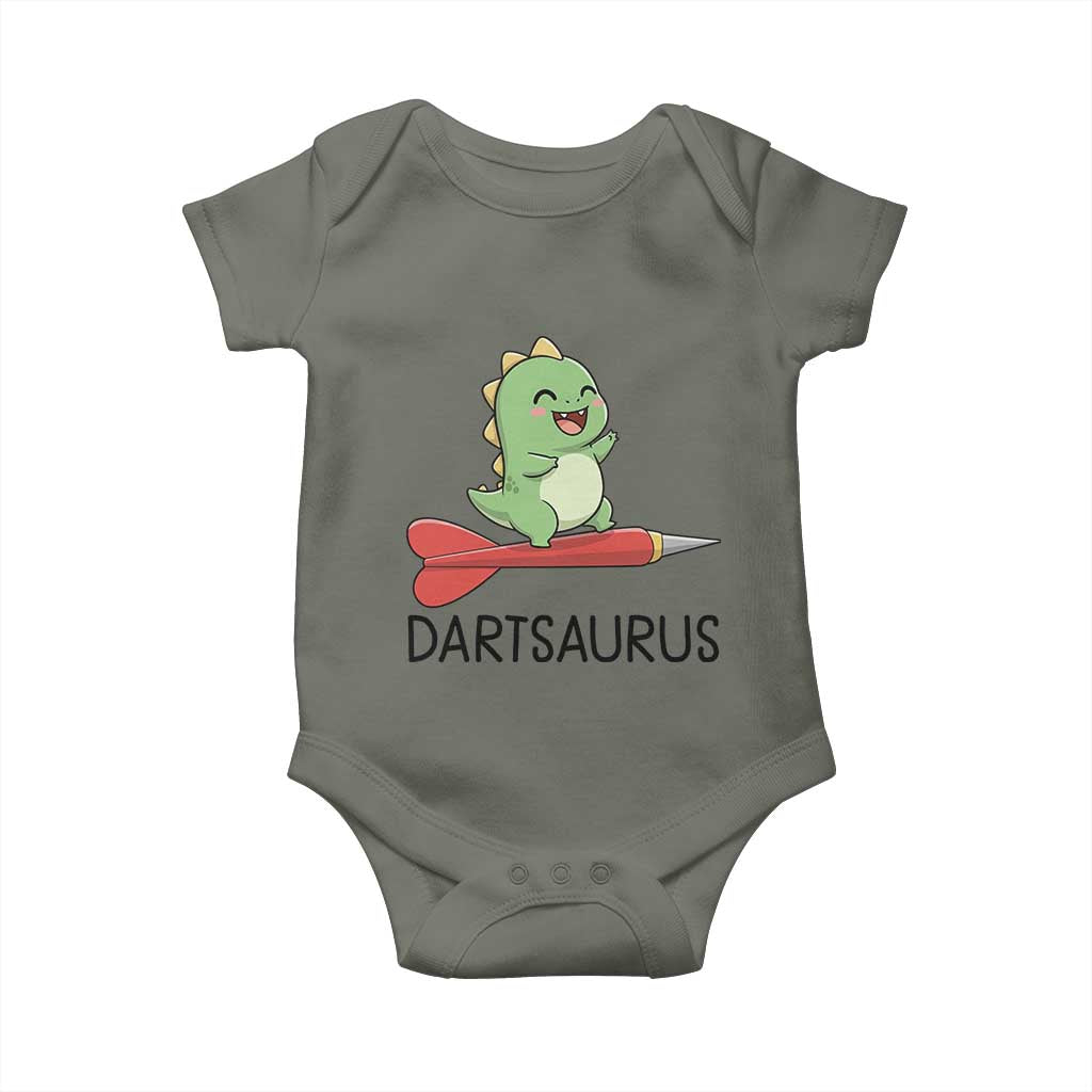 Cute Dartsaurus Playing Dart Baby Onesie Dinosaur Lover Gift - Wonder Print Shop