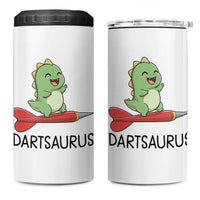Cute Dartsaurus Playing Dart 4 in 1 Can Cooler Tumbler Dinosaur Lover Gift - Wonder Print Shop
