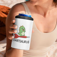 Cute Dartsaurus Playing Dart 4 in 1 Can Cooler Tumbler Dinosaur Lover Gift - Wonder Print Shop
