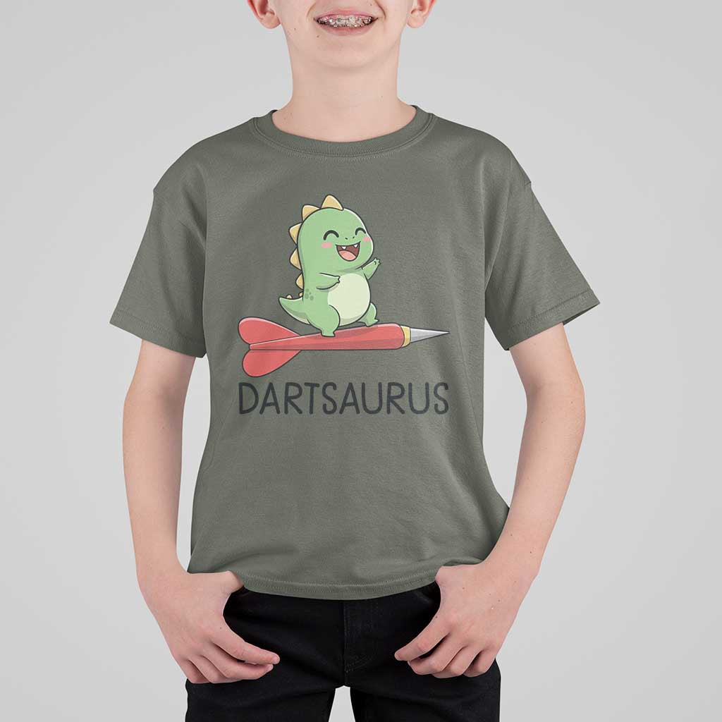 Cute Dartsaurus Playing Dart T Shirt For Kid Dinosaur Lover Gift - Wonder Print Shop