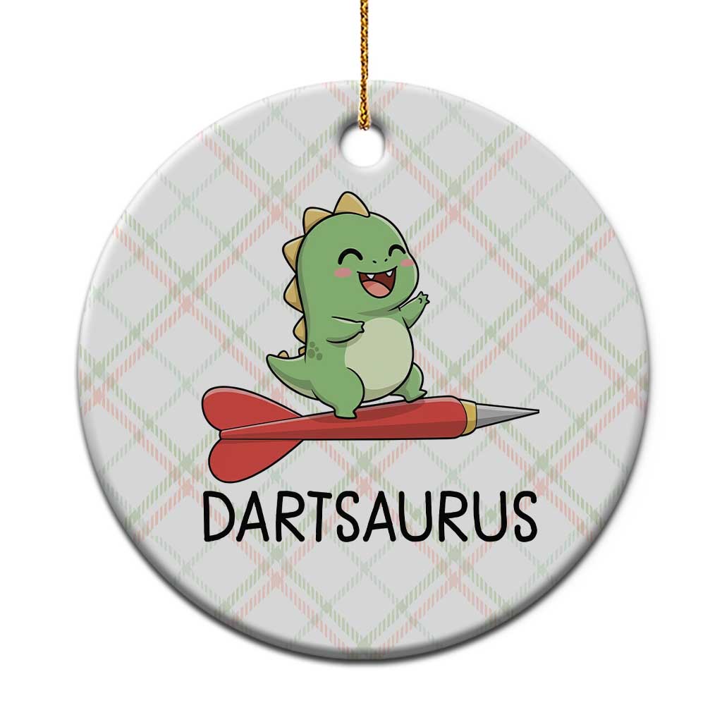 Cute Dartsaurus Playing Dart Ceramic Ornament Dinosaur Lover Gift - Wonder Print Shop