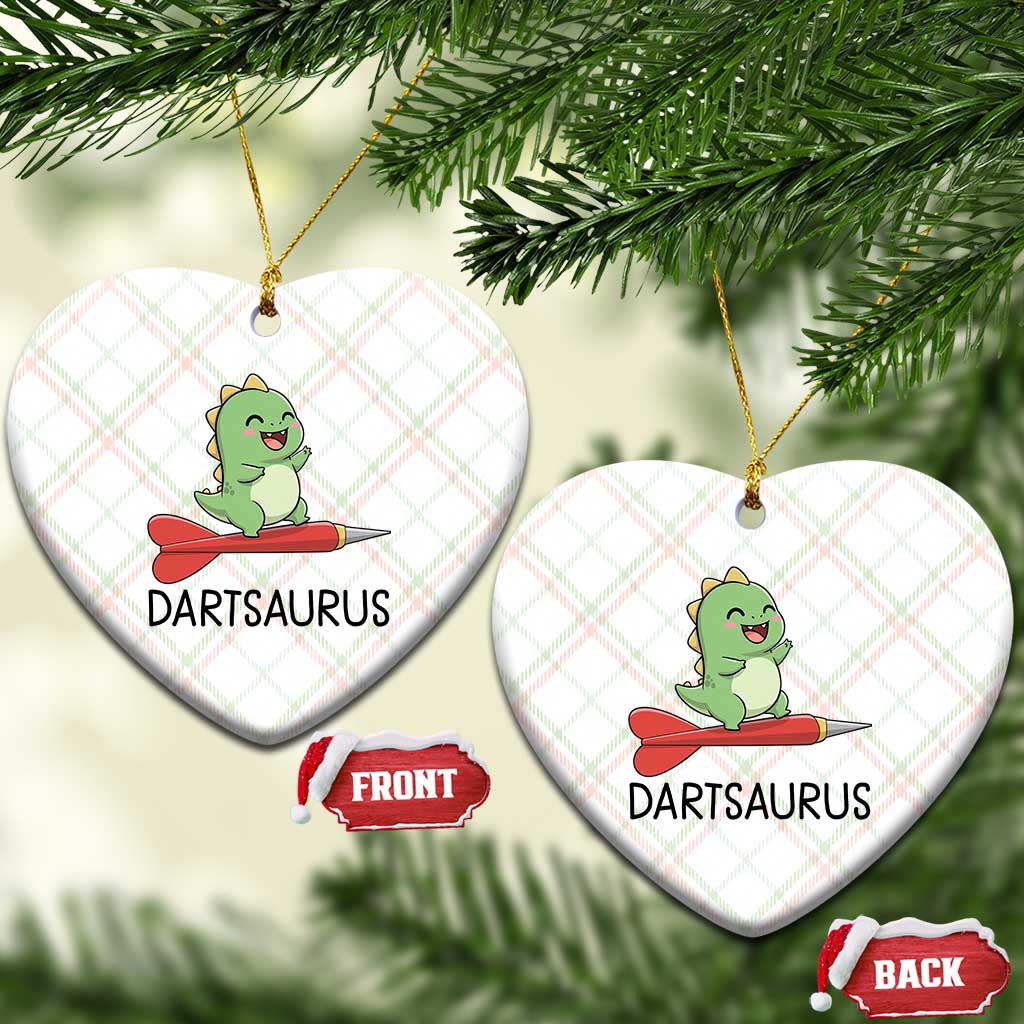 Cute Dartsaurus Playing Dart Ceramic Ornament Dinosaur Lover Gift - Wonder Print Shop