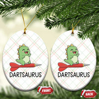 Cute Dartsaurus Playing Dart Ceramic Ornament Dinosaur Lover Gift - Wonder Print Shop