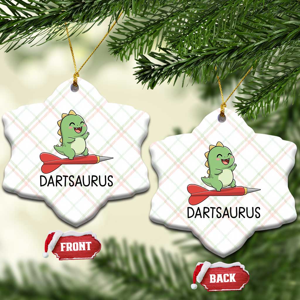 Cute Dartsaurus Playing Dart Ceramic Ornament Dinosaur Lover Gift - Wonder Print Shop