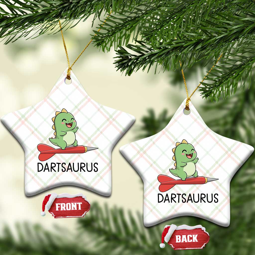 Cute Dartsaurus Playing Dart Ceramic Ornament Dinosaur Lover Gift - Wonder Print Shop