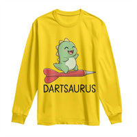 Cute Dartsaurus Playing Dart Long Sleeve Shirt Dinosaur Lover Gift - Wonder Print Shop