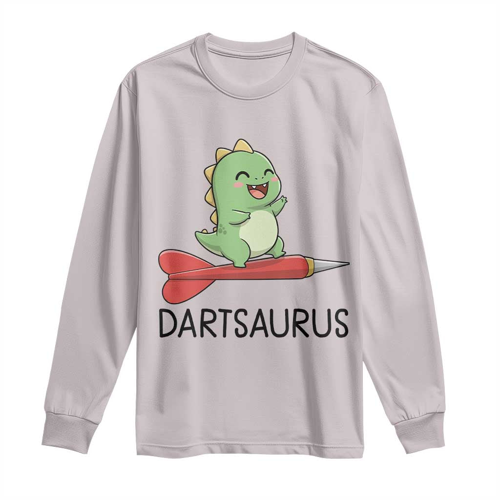 Cute Dartsaurus Playing Dart Long Sleeve Shirt Dinosaur Lover Gift - Wonder Print Shop