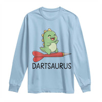 Cute Dartsaurus Playing Dart Long Sleeve Shirt Dinosaur Lover Gift - Wonder Print Shop