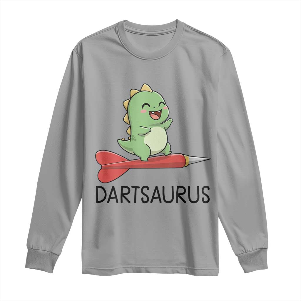 Cute Dartsaurus Playing Dart Long Sleeve Shirt Dinosaur Lover Gift - Wonder Print Shop