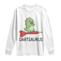 Cute Dartsaurus Playing Dart Long Sleeve Shirt Dinosaur Lover Gift - Wonder Print Shop