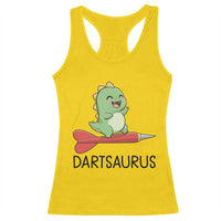 Cute Dartsaurus Playing Dart Racerback Tank Top Dinosaur Lover Gift - Wonder Print Shop