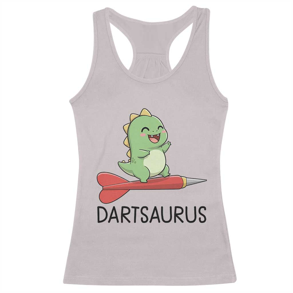 Cute Dartsaurus Playing Dart Racerback Tank Top Dinosaur Lover Gift - Wonder Print Shop