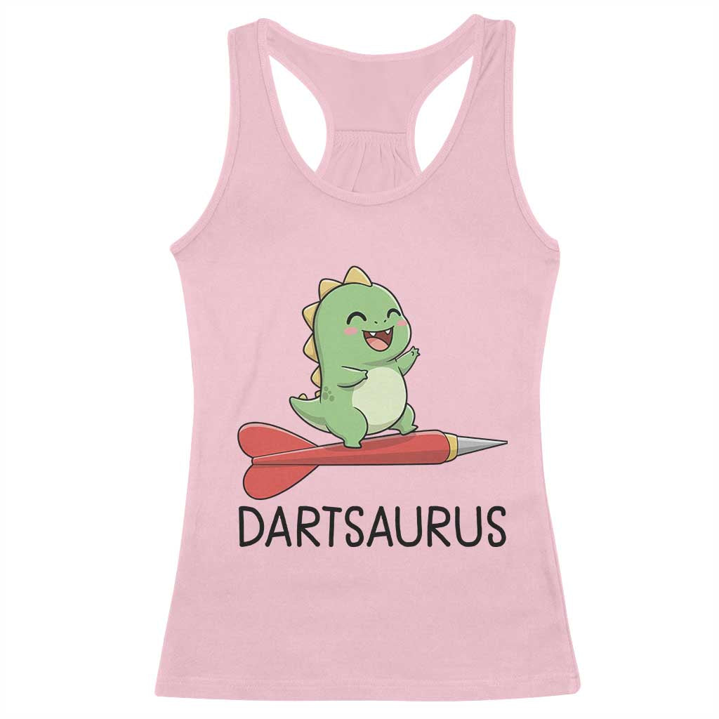 Cute Dartsaurus Playing Dart Racerback Tank Top Dinosaur Lover Gift - Wonder Print Shop