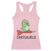 Cute Dartsaurus Playing Dart Racerback Tank Top Dinosaur Lover Gift - Wonder Print Shop
