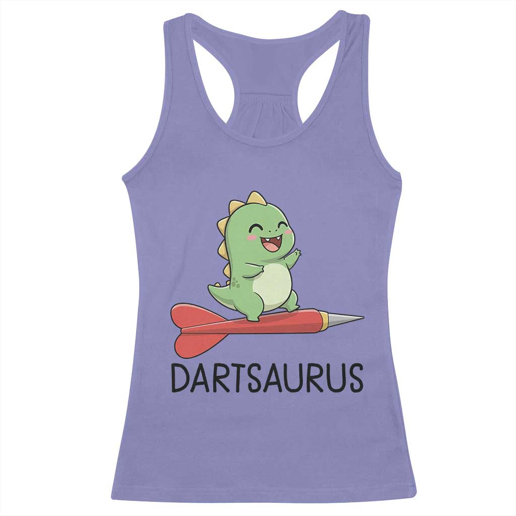Cute Dartsaurus Playing Dart Racerback Tank Top Dinosaur Lover Gift - Wonder Print Shop