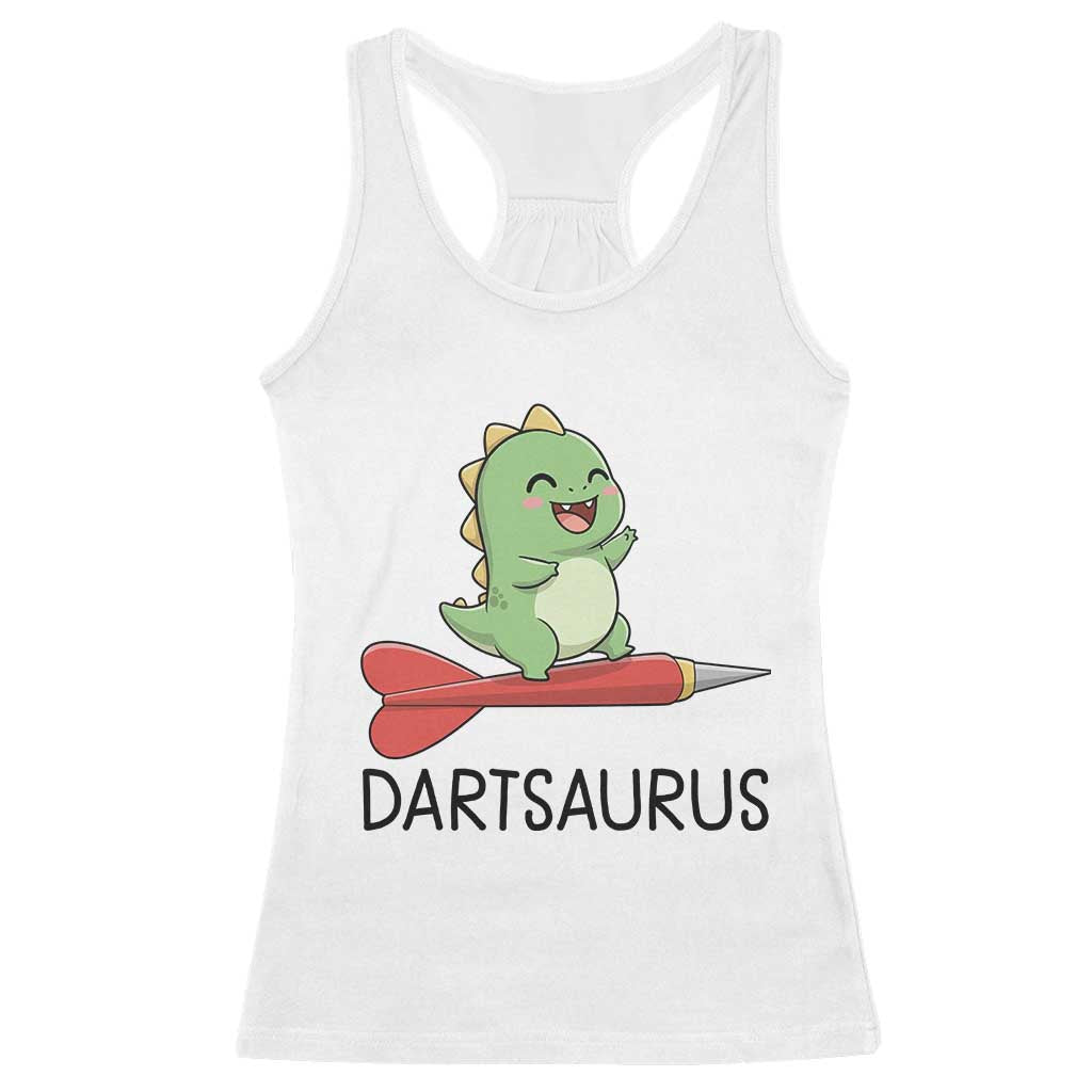Cute Dartsaurus Playing Dart Racerback Tank Top Dinosaur Lover Gift - Wonder Print Shop