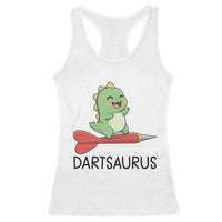Cute Dartsaurus Playing Dart Racerback Tank Top Dinosaur Lover Gift - Wonder Print Shop