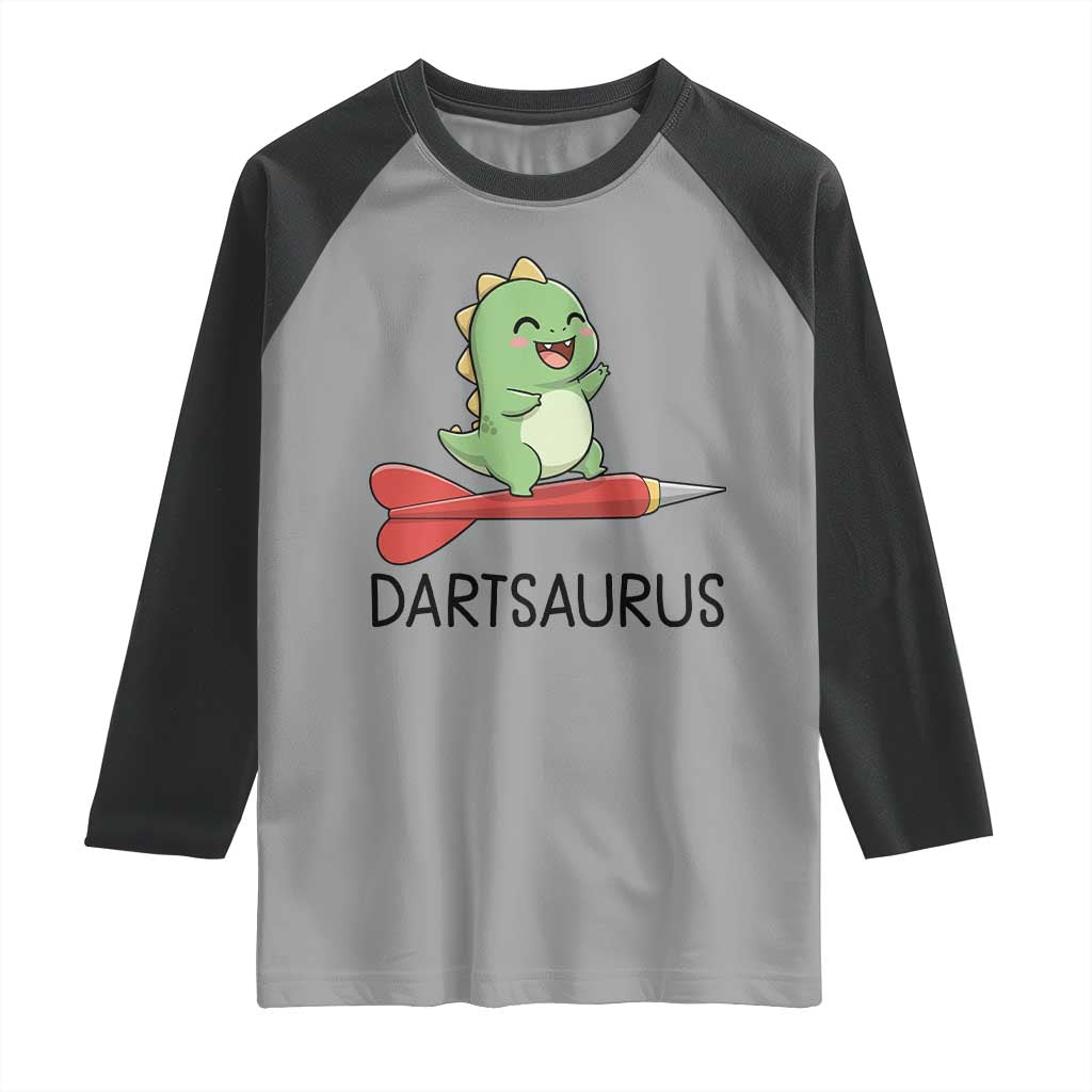 Cute Dartsaurus Playing Dart Raglan Shirt Dinosaur Lover Gift - Wonder Print Shop