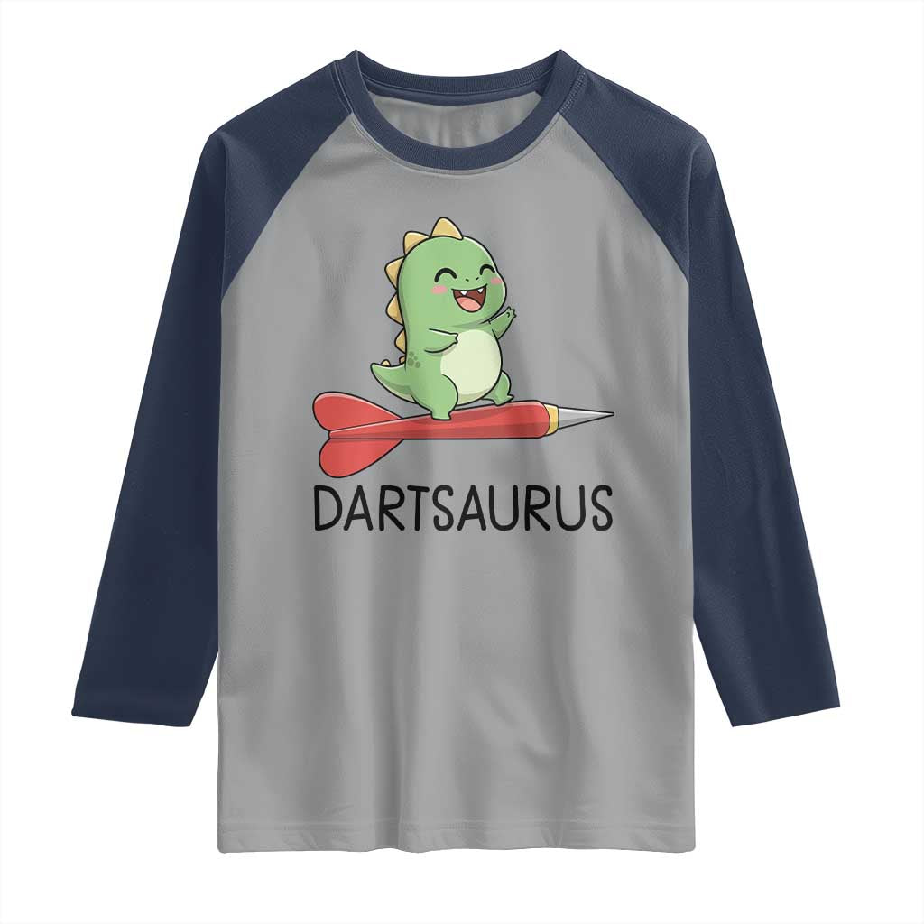 Cute Dartsaurus Playing Dart Raglan Shirt Dinosaur Lover Gift - Wonder Print Shop