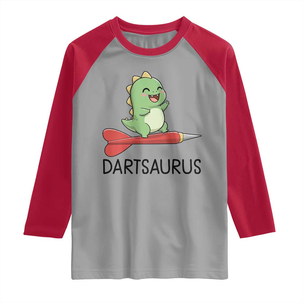 Cute Dartsaurus Playing Dart Raglan Shirt Dinosaur Lover Gift - Wonder Print Shop
