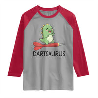 Cute Dartsaurus Playing Dart Raglan Shirt Dinosaur Lover Gift - Wonder Print Shop