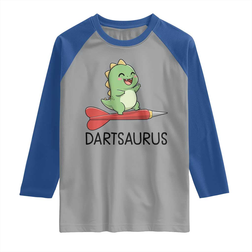 Cute Dartsaurus Playing Dart Raglan Shirt Dinosaur Lover Gift - Wonder Print Shop