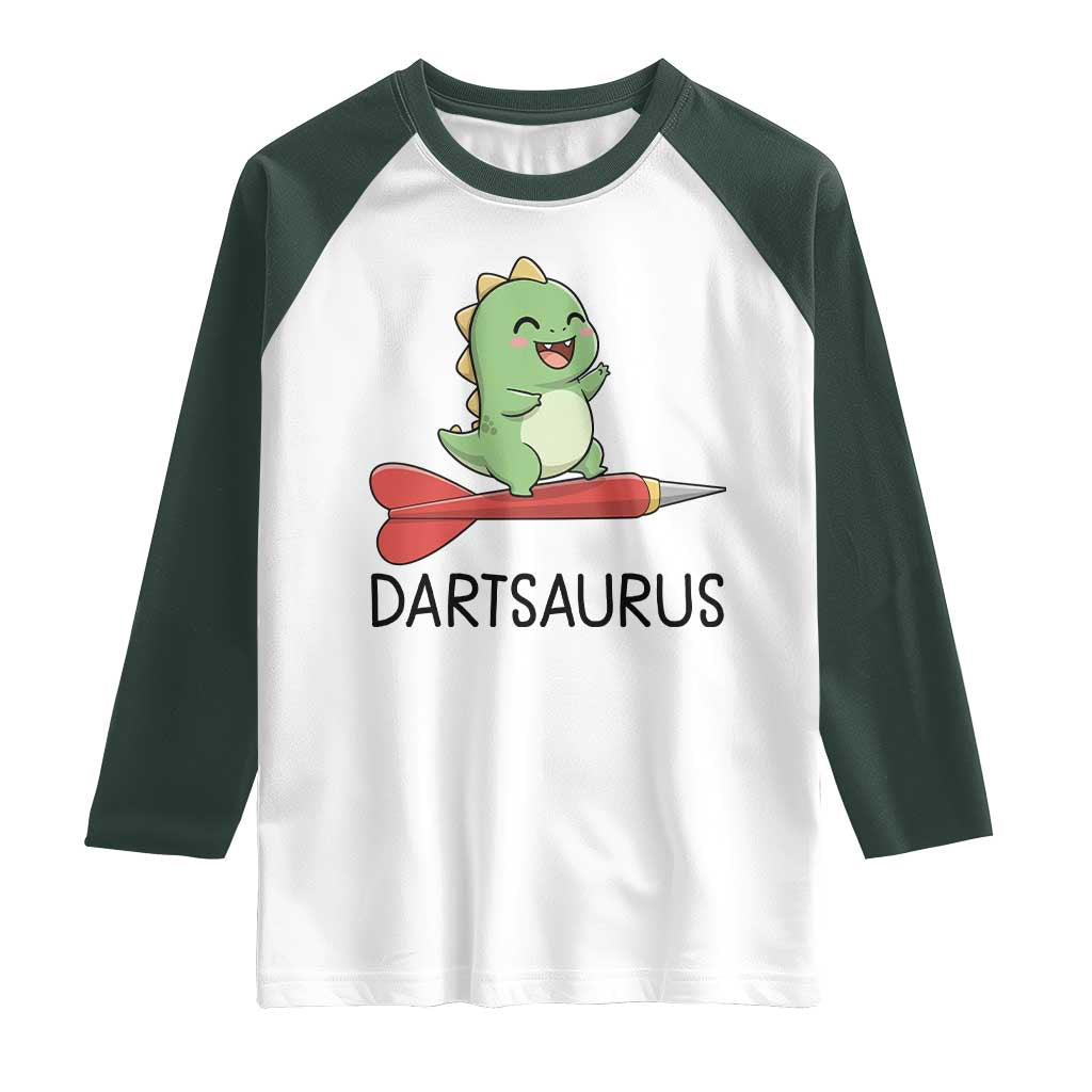 Cute Dartsaurus Playing Dart Raglan Shirt Dinosaur Lover Gift - Wonder Print Shop